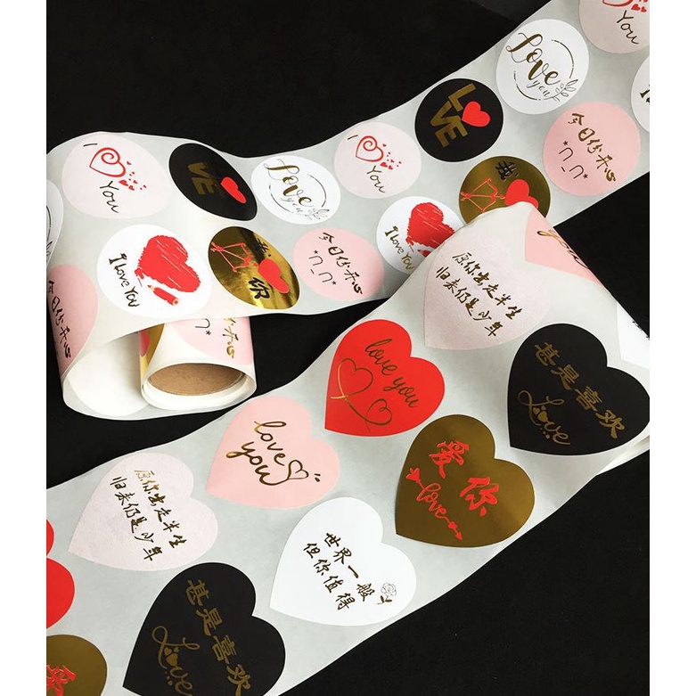 6pcs Heart Round Shaped Label Sticker Scrapbooking Gift Packaging Seal ...