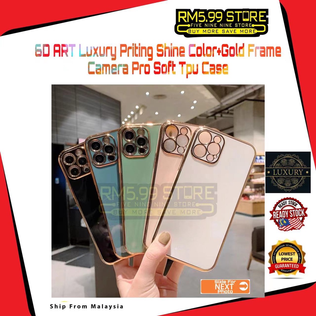 Vivo V29 Y17s V11🎁6D Art Luxury Color Gold Frame Camera Pro🎁 Tpu Case ...