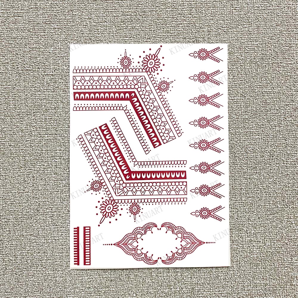 Brown Henna Tattoo Body Stickers for Women Henna Temporary Tattoos Lace ...