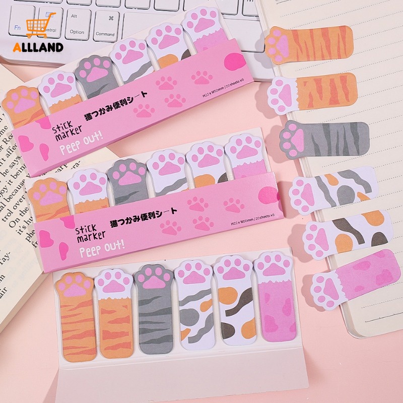 Kawaii Cat Claw Paper Sticky Notes Portable Convenience Notepad Index ...