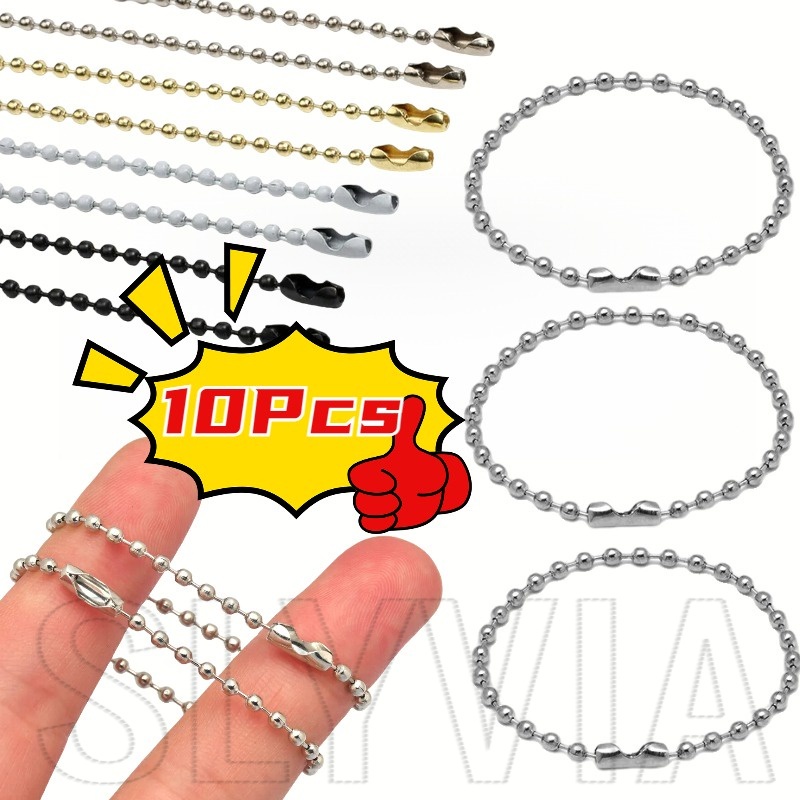 10Pcs Ball Chains,Keychain,Tag Key Rings -Round Ball Bead Hanging ...