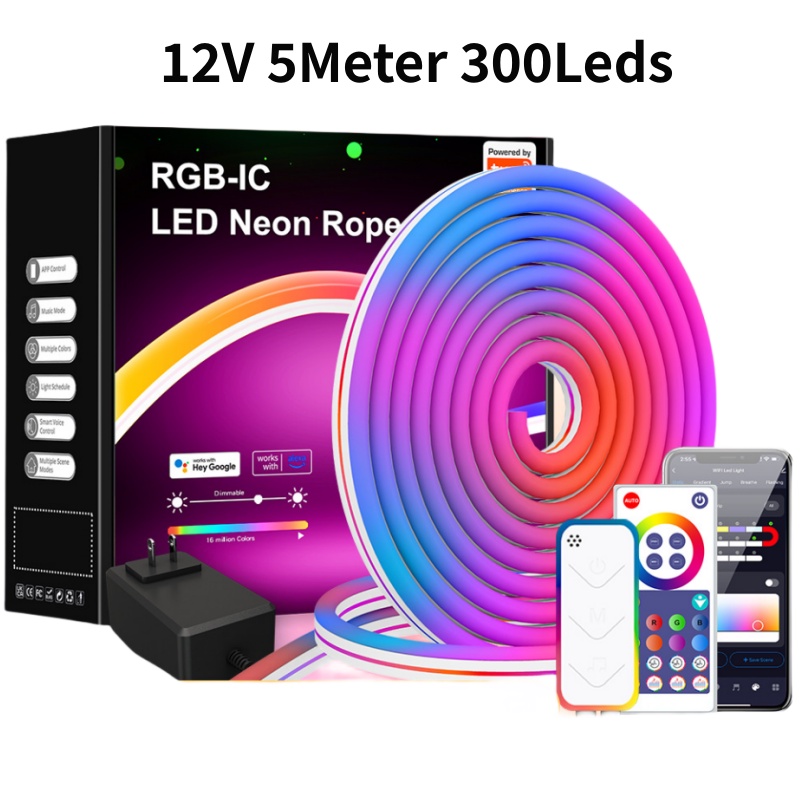 5Meters 12V Neon Light with WIFI Neon Rope Light DIY Bar APP Control ...