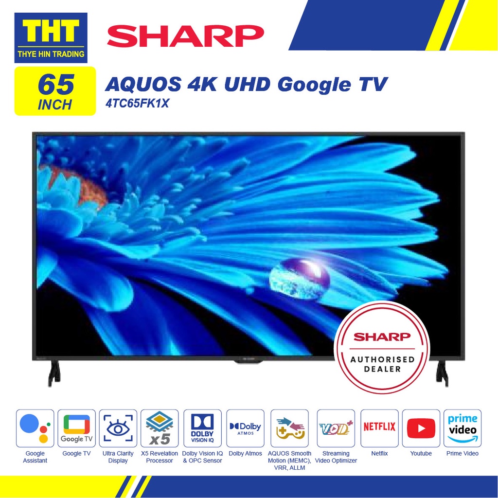 Sharp 65'' AQUOS 4K UHD Google TV 4TC65FK1X | Shopee Malaysia