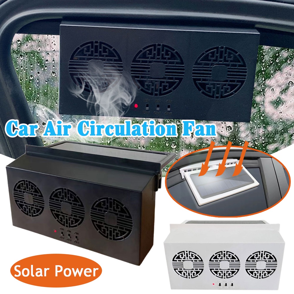 Solar Powered Car Air Circulation Fan 3 Heads Auto Cooling Fan Interior