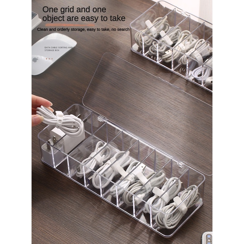 Transparent Desktop Cable Organizer Box USB Storage Box USB ...