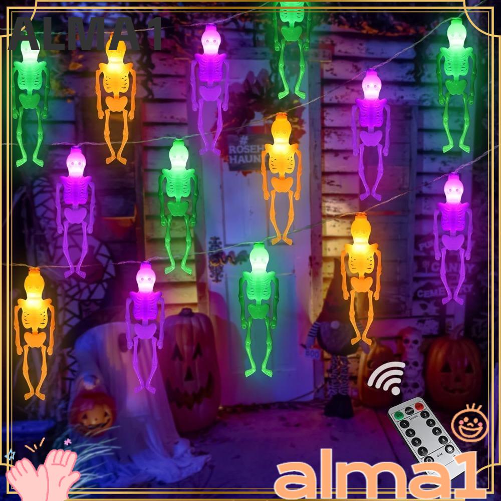 ALA Skeleton Lantern String, 2.5 Meters 8 Mode Timers Halloween Hanging