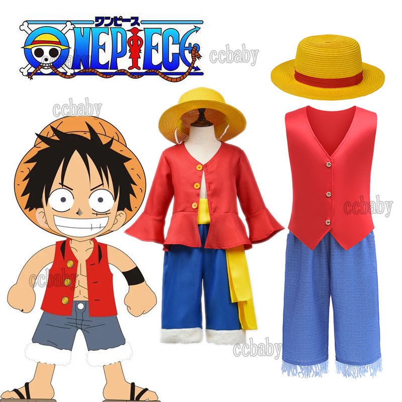 Halloween Christmas Luffy Costume for Kids One Piece Monkey D Luffy ...