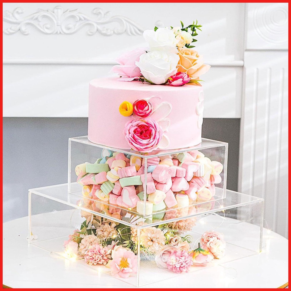 Clear Cake Display Board Square Centerpiece Organizer Container Acrylic