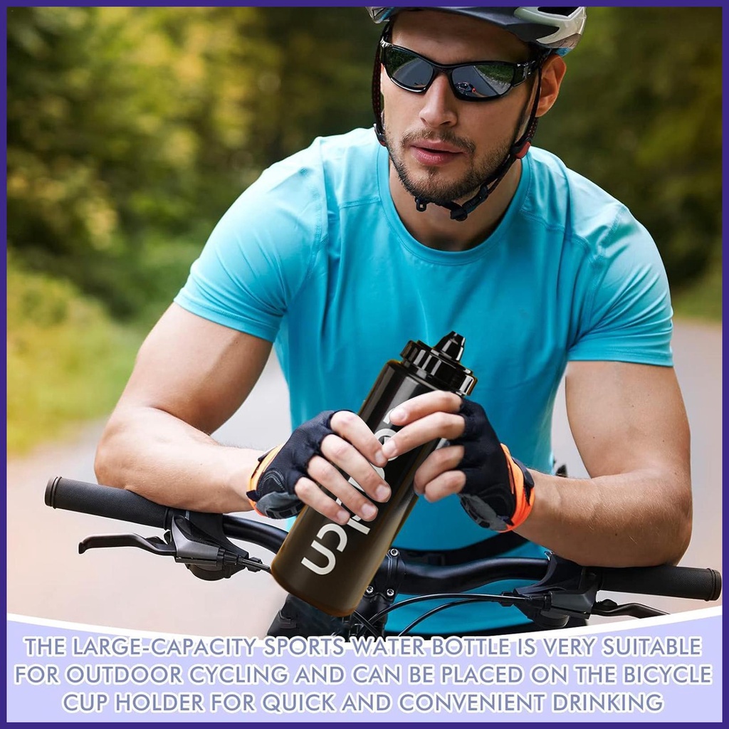 Squeeze Gym Water Bottle 33oz Reusable Cold Water Bottle Easy Open Lid Dishwasher Safe PE Bottle