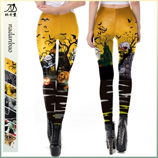 Nadanbao Womens Halloween Skull Leggings Fitness Workout Tights Cosplay  Trousers 