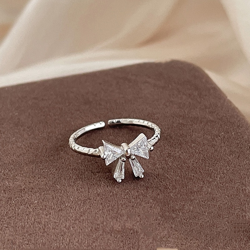 Luxury Niche Style Bowknot Ring Retro Opening Adjustable Cute Girl Ring ...