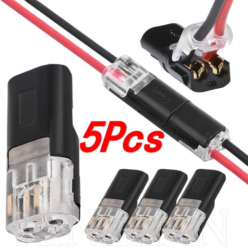 5pcs Double Wire Plug In Connector 2 Pin Pluggable Led Wire Connectors With Locking Buckle 0622