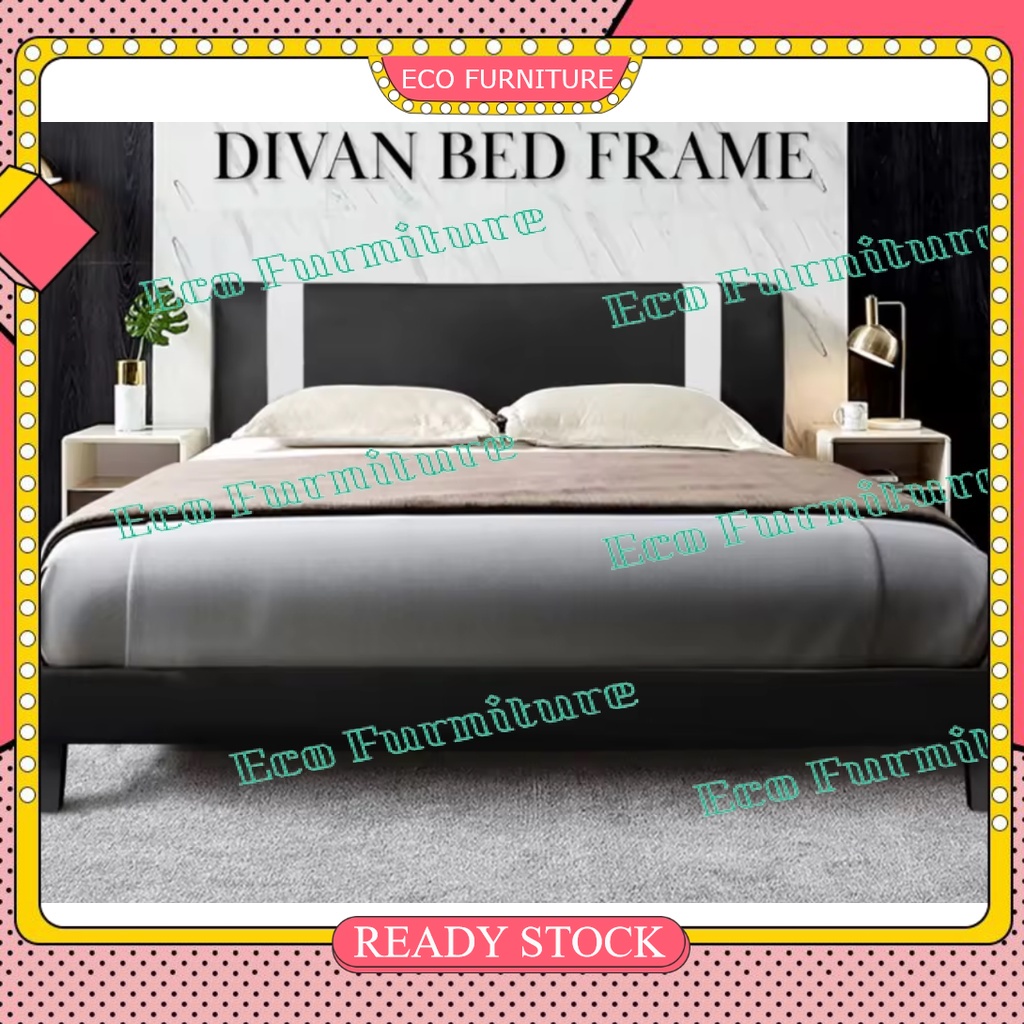 Katil Kulit PVC Katil Queen Katil Hitam Putih Divan Katil | Shopee Malaysia