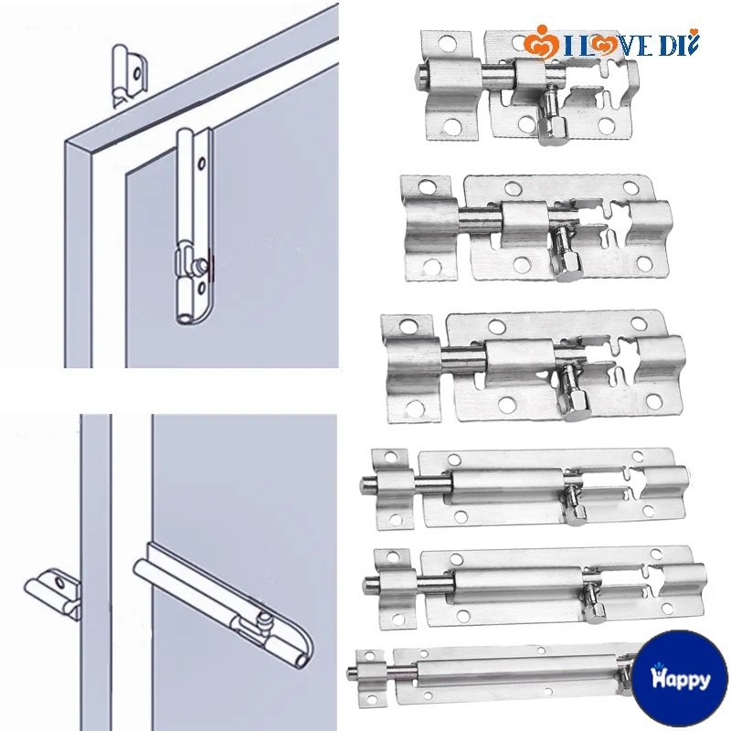HS Portable Push-pull Type Stainless Steel Door Lock with Screw/ Garden ...