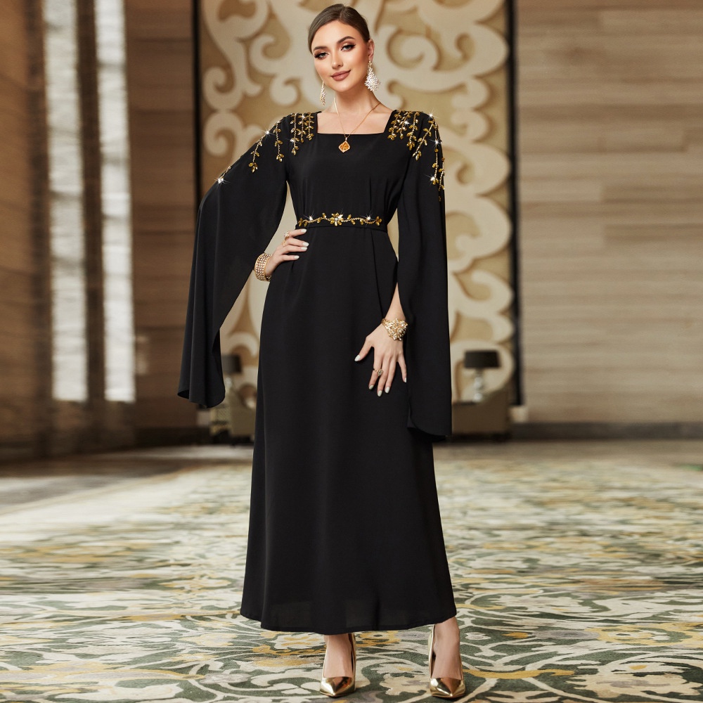 Ramadan Dubai Abaya extra long sleeve maxi dress Islam Arab robe Women ...
