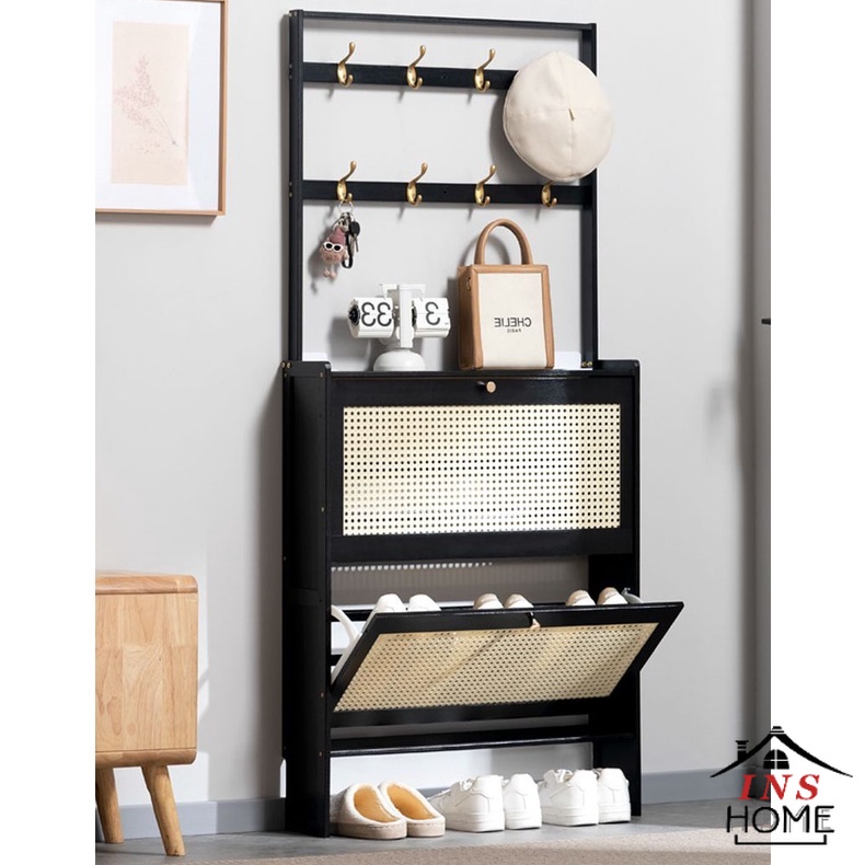 Black Flip Shoe Cabinet W17/24cm Flip Bucket Shoe Rack Large Capacity ...