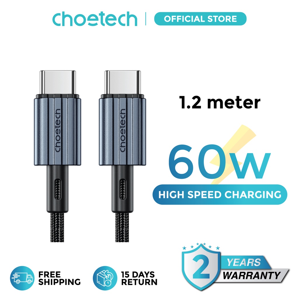 CHOETECH XCC-1014 (1.2M) 60W PD C to C Braid Nylon Cable - Type C Fast ...