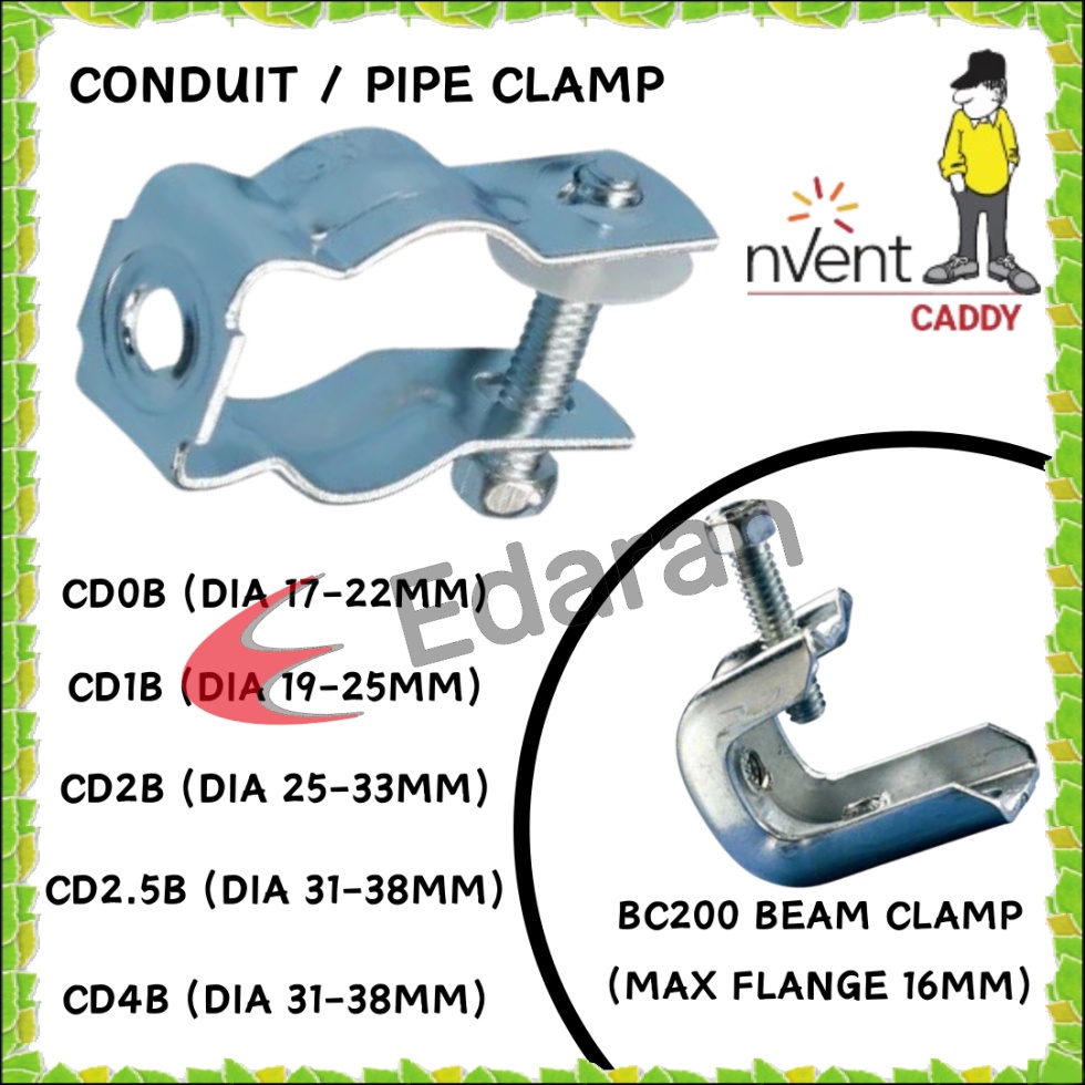 Caddy Beam Clamp Bc200 And Conduit Pipe Clamp Cd0b Cd1b Cd2b Cd25b And Cd4b
