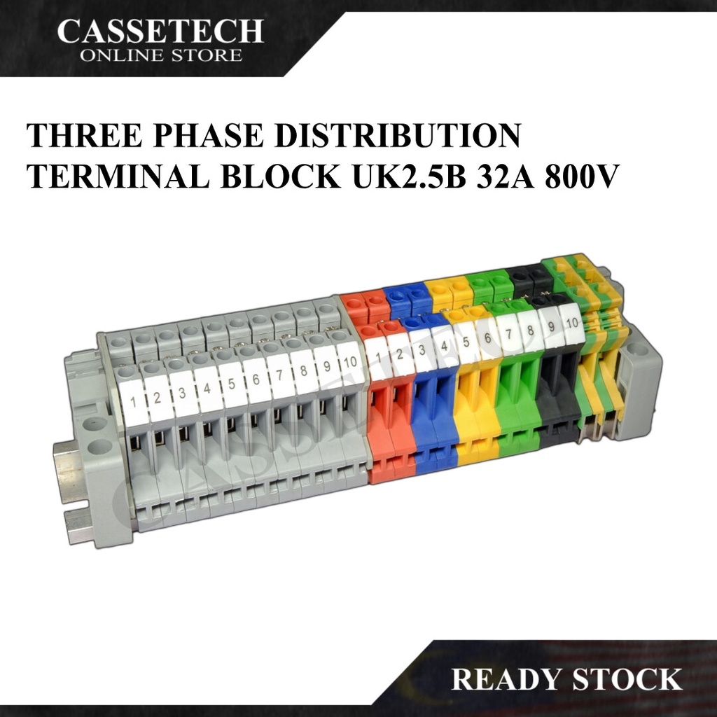 DIN RAIL FEED THROUGH TERMINAL BLOCK 2.5MM² WIRE CABLE CONNECTOR ...