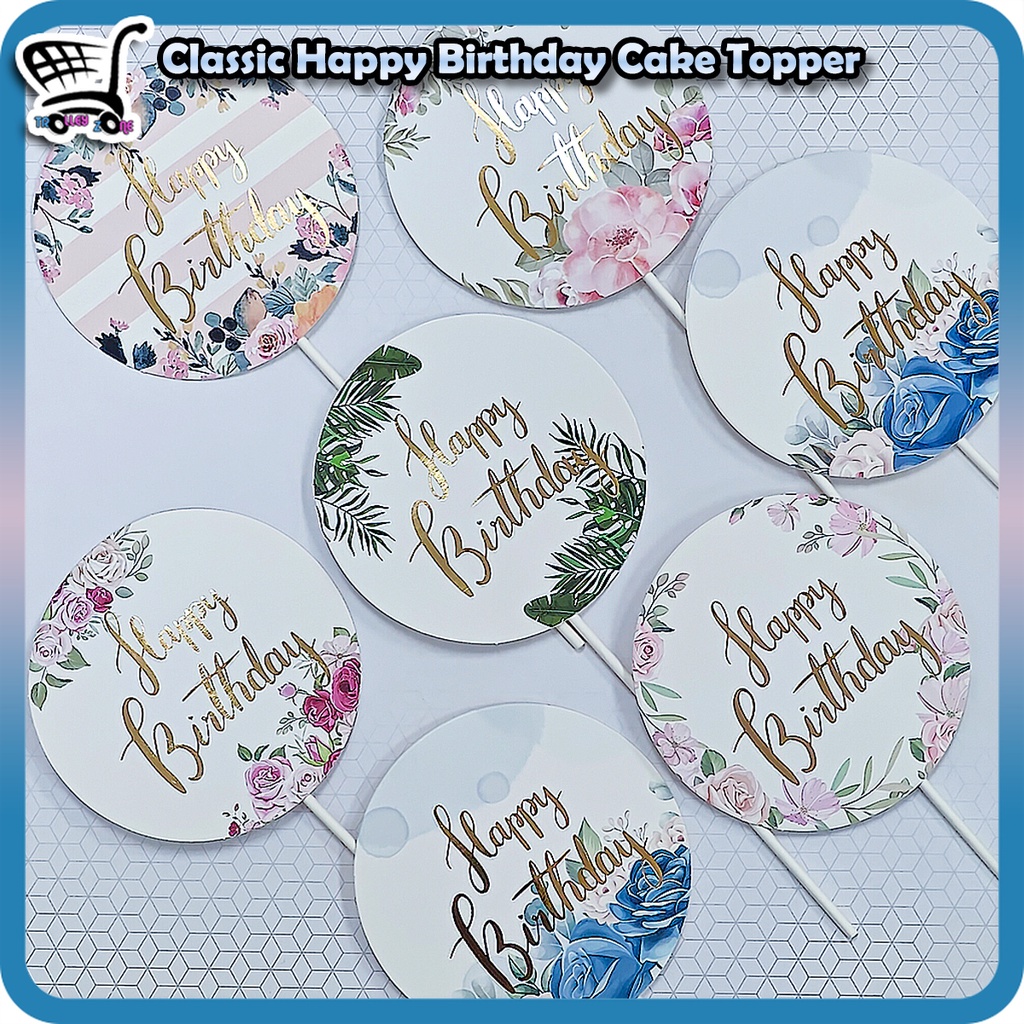 Happy Birthday Cake Topper - Glittery Gold Bunting Decoration For Cakes, Gender Reveal, Or Anniversary