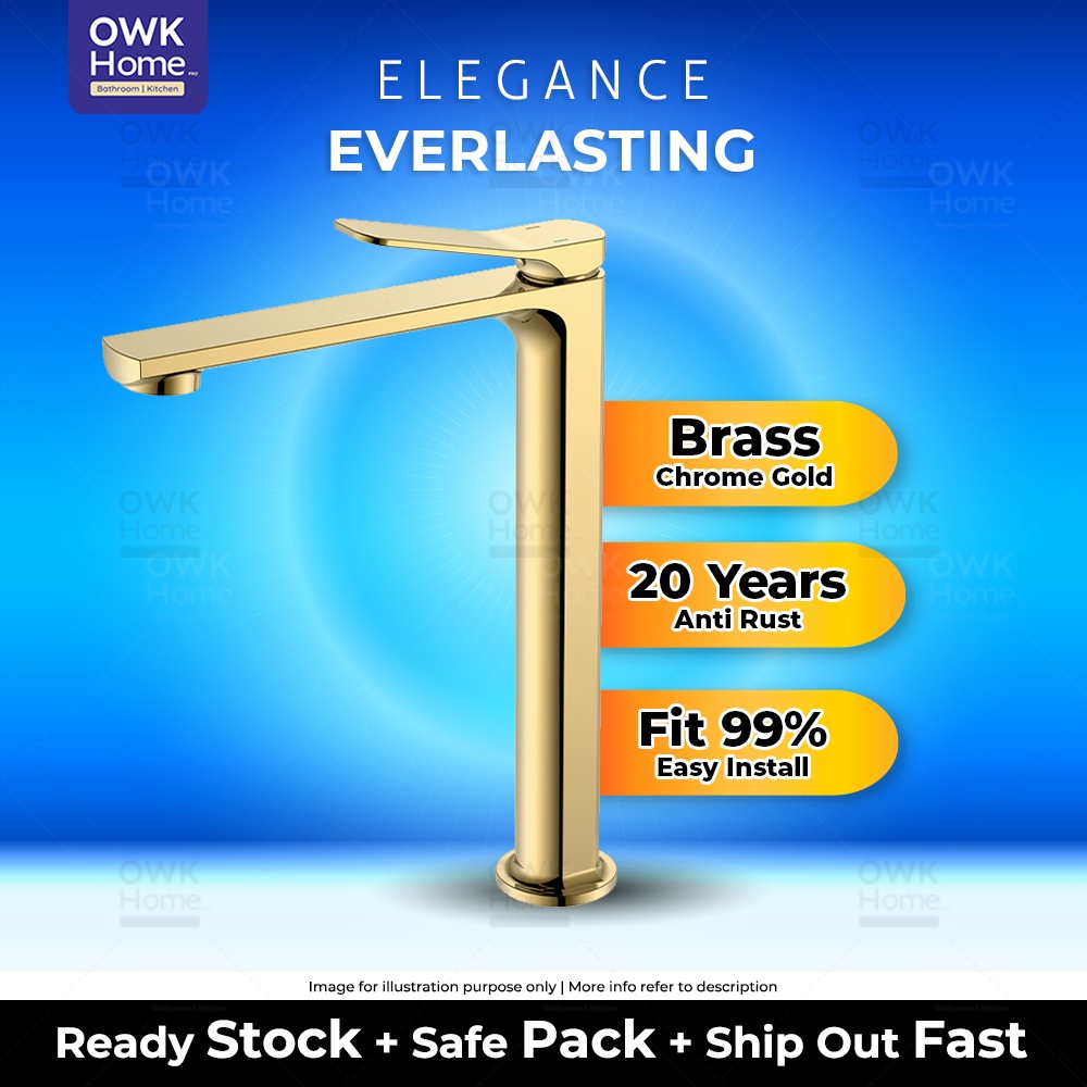 Gold Brass Basin Tap | Tall Gold Water Tap | Brass Gold Tap | Tall ...
