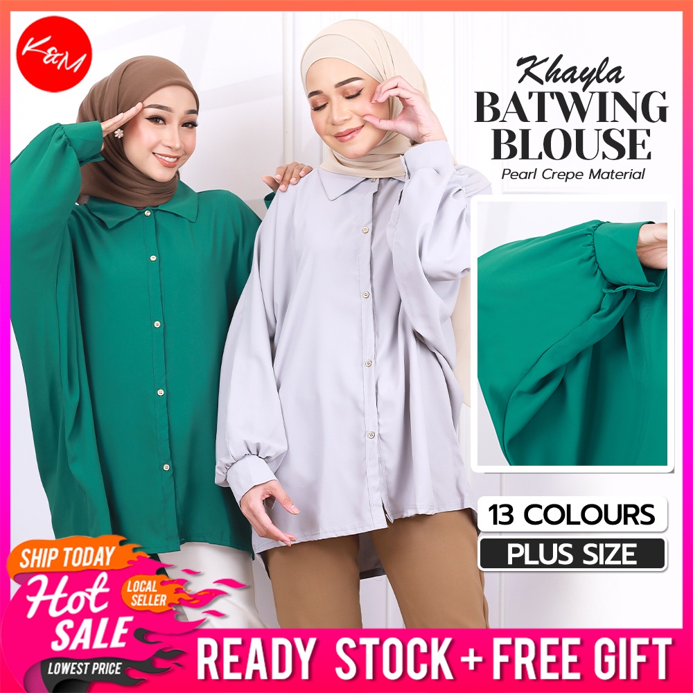 KM Khayla Plus Size Batwing Blouse Baju Batwing Saiz Besar [B13106 ...