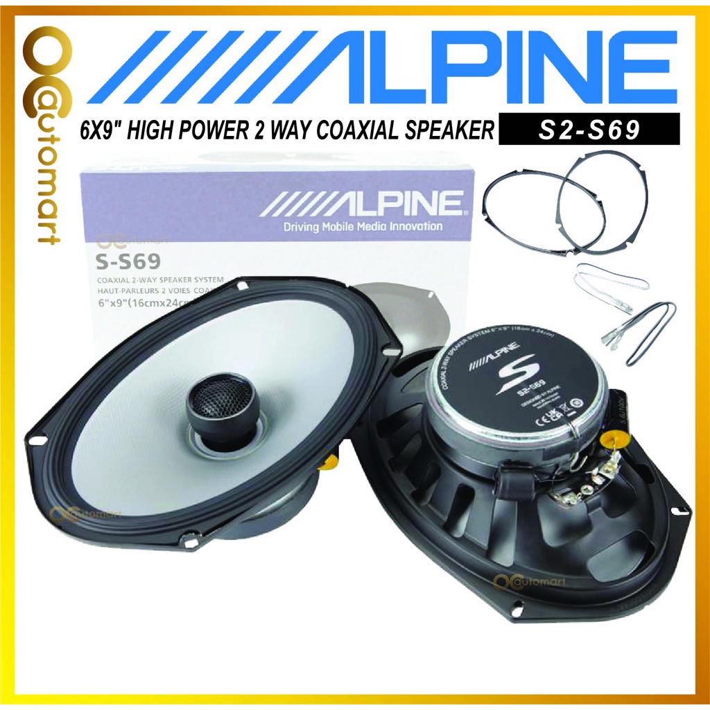 ALPINE SS69 6 inch X 9 inch High Power 2 Way Coaxial Speaker 260W 6X9