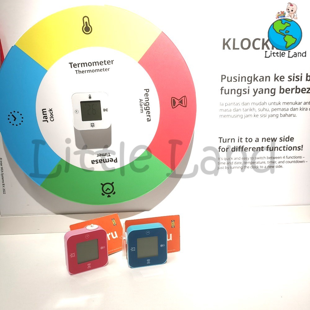 IKEA Small Square Clock / Thermometer / Alarm / Timer with Backlit