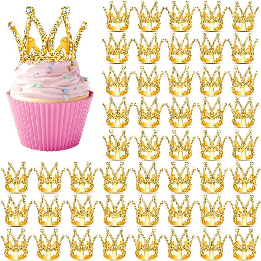 10Pcs Crown Cake Toppers Mini Baby Crown Cupcake Topper Gold Tiara Cake ...