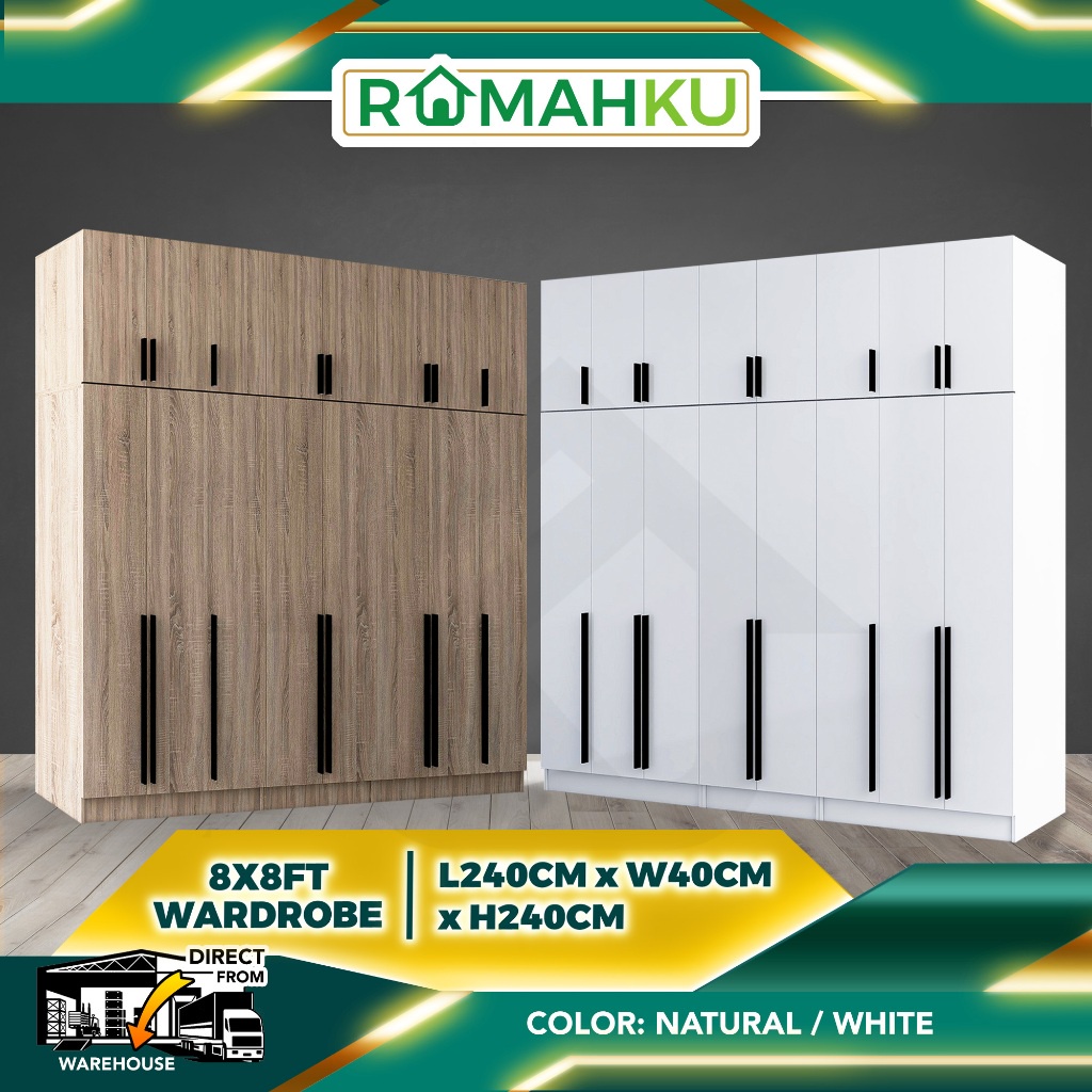 🔥FREE SHIPPING🔥 8X8FT WARDROBE WITH TOP SHELF WARDROBE / 8 kaki almari