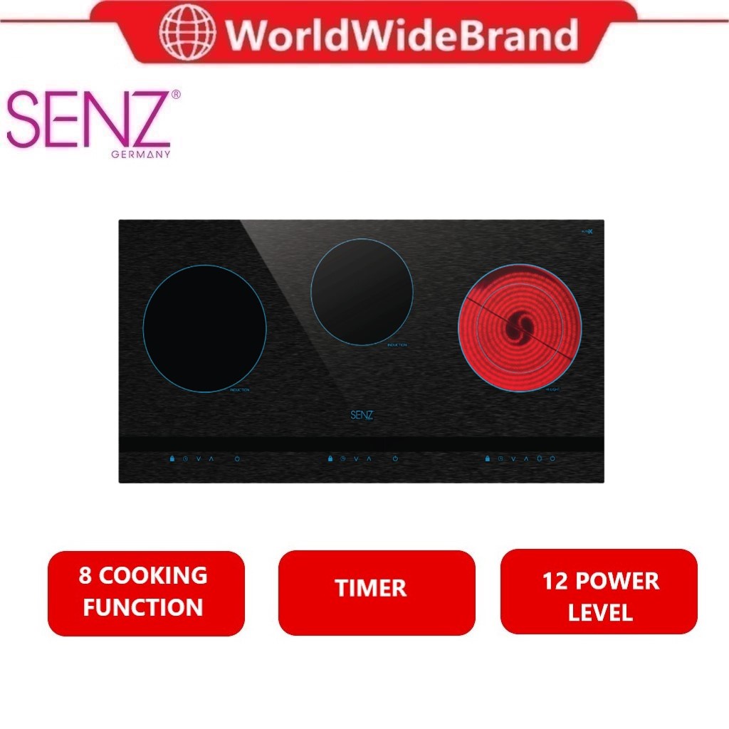 Senz Built-In Hob (86cm4000W) 3-Cooking Zones 12 Power Levels FuteX ...