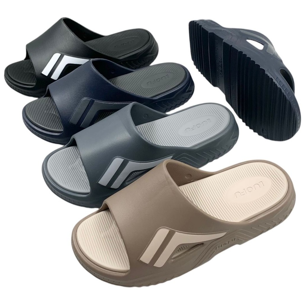 LUOFU Men's Soft Rubber Slip-On Sandals with Light Side LF Pattern ...