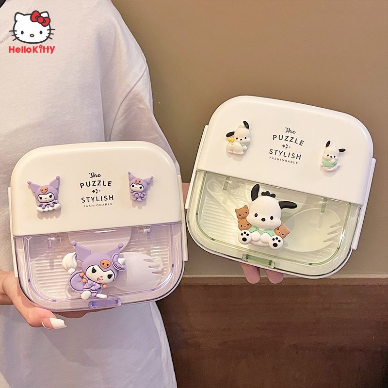Kawaii Sanrio Hello Kitty Pachacco Kuromi Handheld Lunch Box Anime