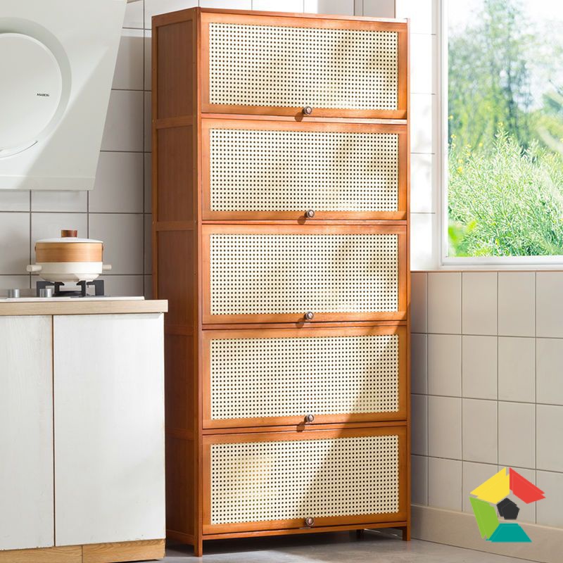 HM rattan PU kitchen cabinet bamboo Microwave oven storage rack for ...