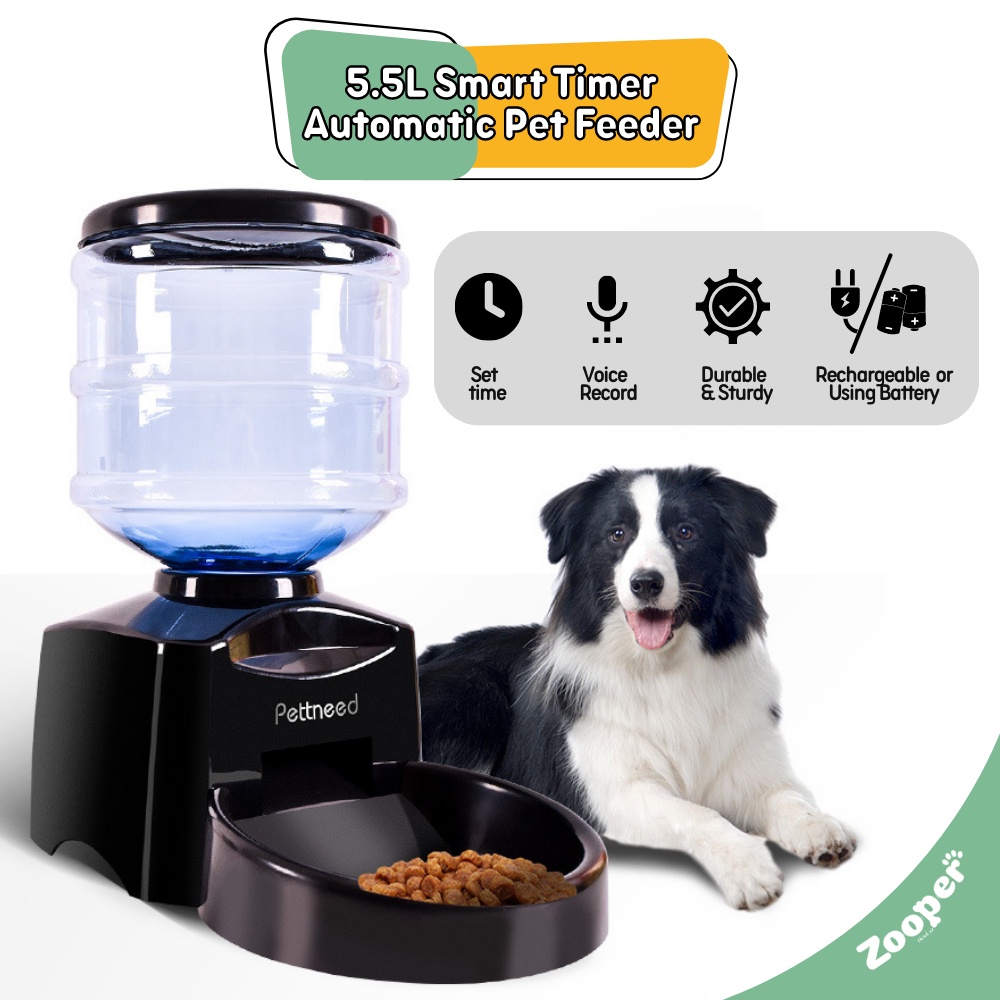 Zooper 5.5L Smart Timer Automatic Pet Feeder Food Bowl Dog Cat 5.5L ...