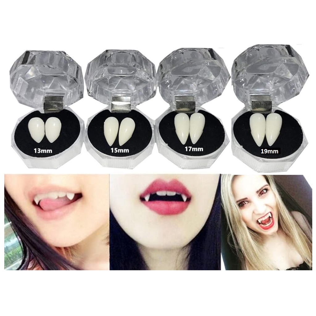 Goodming 4 Pairs Vampire Teeth Fangs Dentures Cosplay Props Halloween