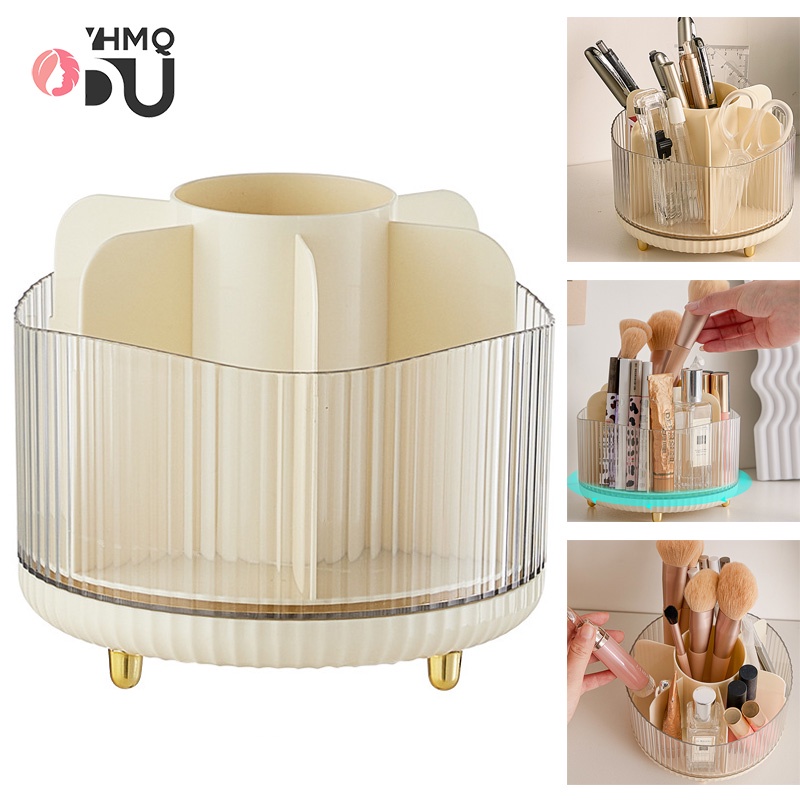 Makeup Brushes Holder Portable 360° Rotating Desktop Cosmetic Organizer ...
