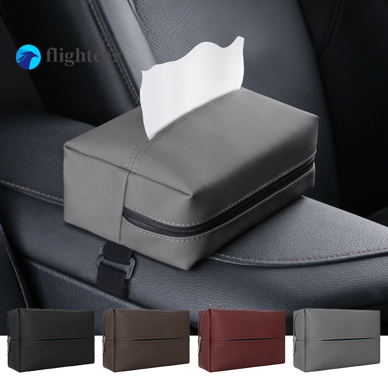 flightcar Car Tissue Box Napa Leather Car Armrest Box Drawer Box