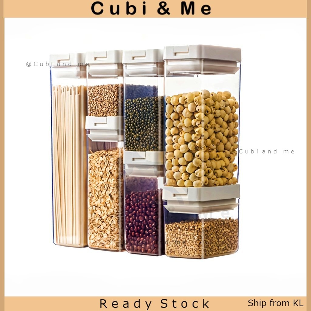C&M Plastic Easy Snap Seal Jar Cereals Container Storage Spice ...