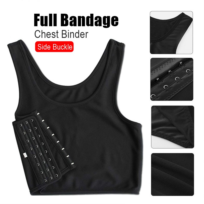 Binder Bra Women Chest Binder Tomboy Fit Bra Slim, Baju Dalam Wanita, Breast Binder Shirt Sport Yoga Bra XXL (Black)