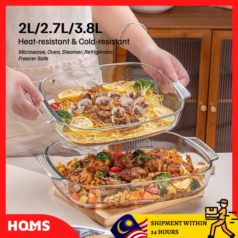 HOMS 23.8L Serving Plate Borosilicate Glass Bakeware Clear Rectangular Roaster Food Storage
