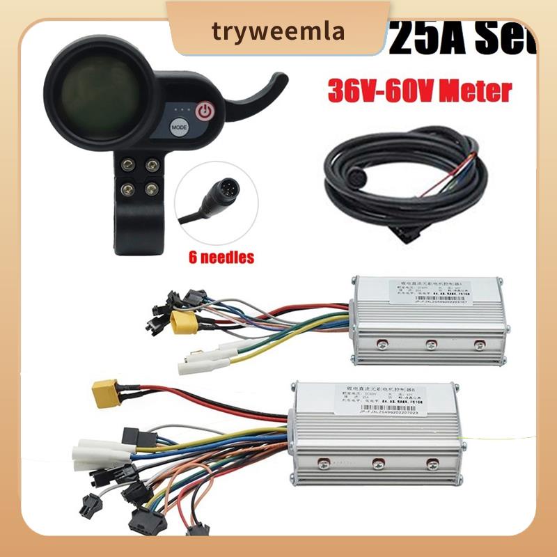 60V 25A Brushless Controller Dual Motor+36V-60V LCD Display Dashboard ...