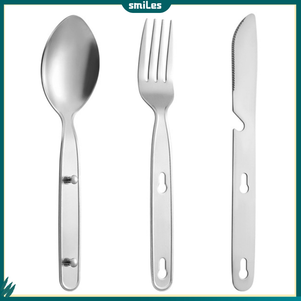 smiles| 3Pcs Cutlery Set Stacking Storage Design Integrated Molding ...