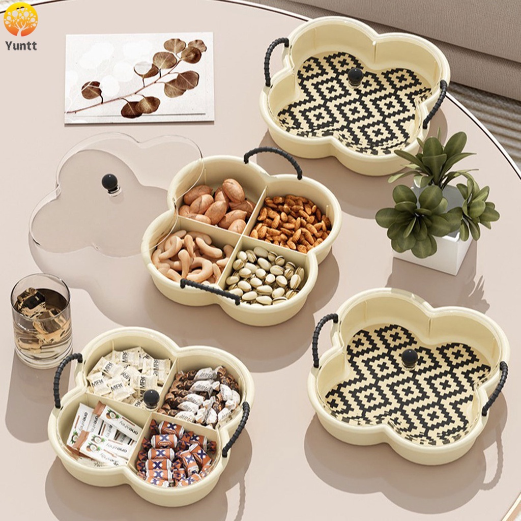 new Snack Box 4 Compartment Fruit Plate Candy Storage Box Nuts Snack ...