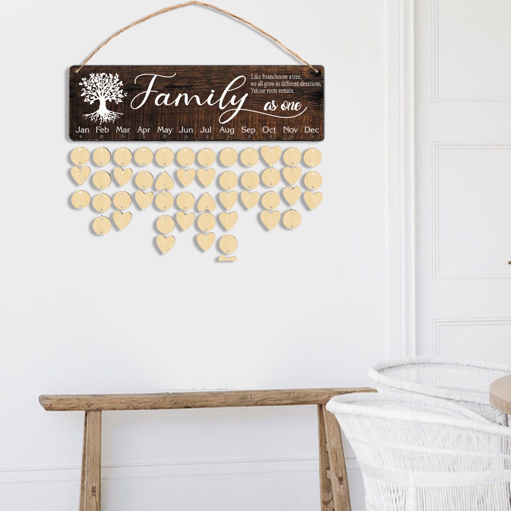 Family Calendar with Tags Diy Family Birthday Board Rustic Wooden