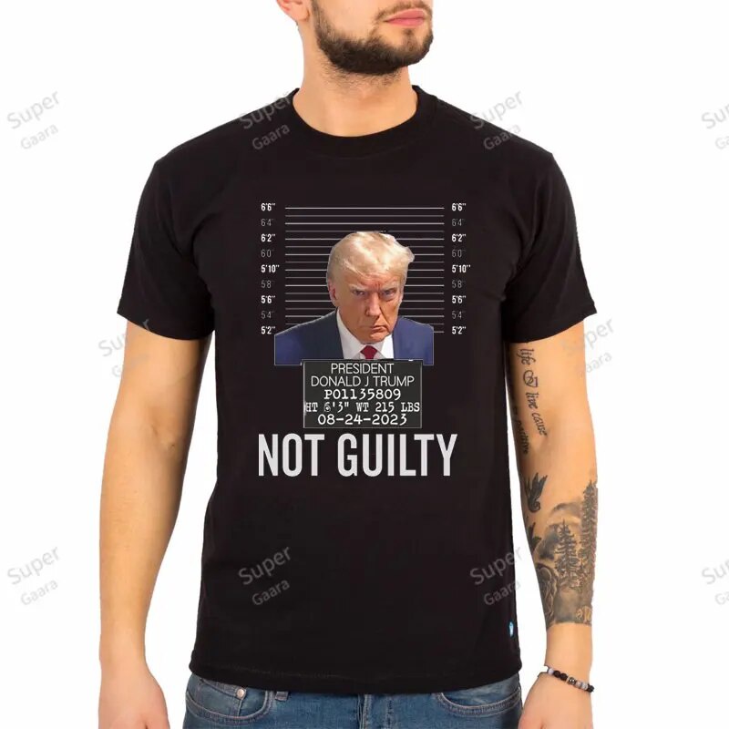 Trump 2024 Prisoner Mugshot Not Guilty Limited Edition Theme Tshirts ...