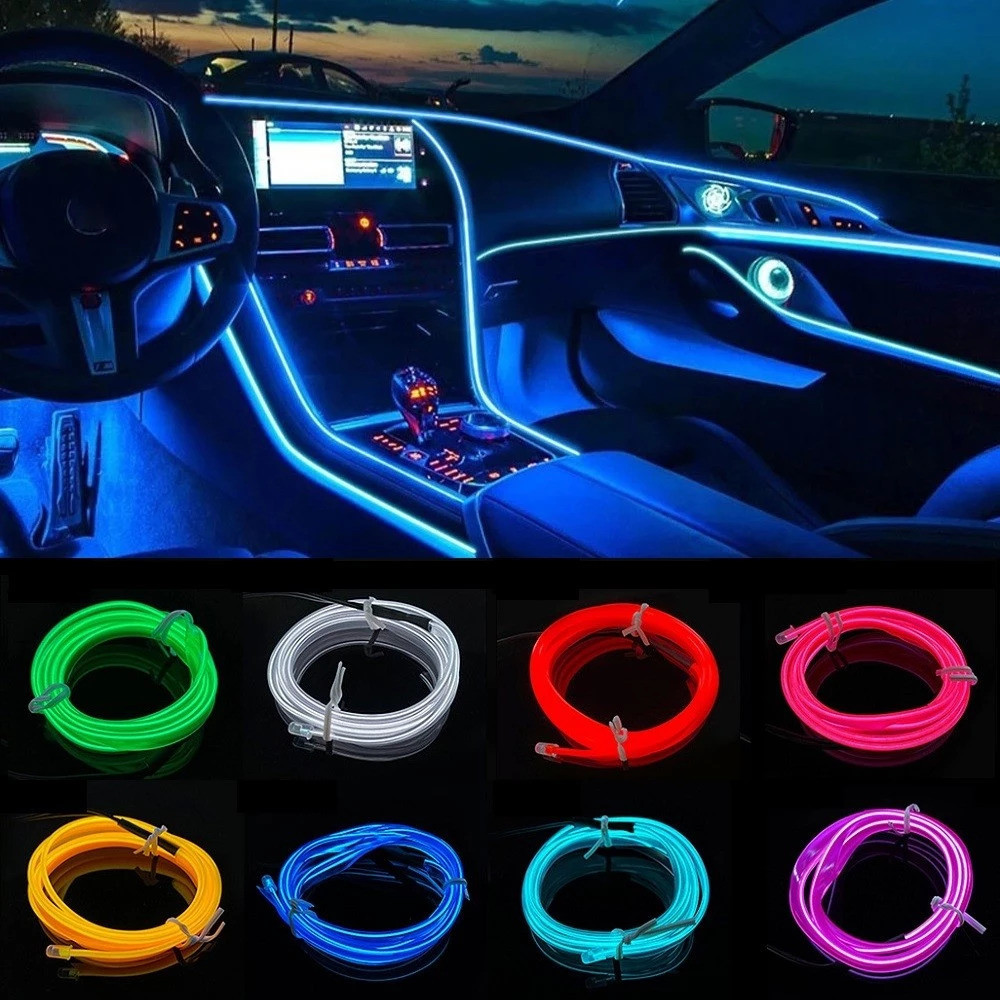 5 Meters Car Interior Lighting LED Strip Wire Rope Auto Atmosphere ...