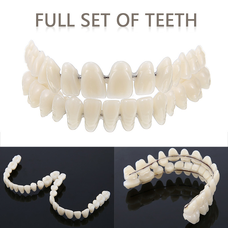 Full Set Upper Lower Shade Dental Synthetic Resin False Fake Teeth ...