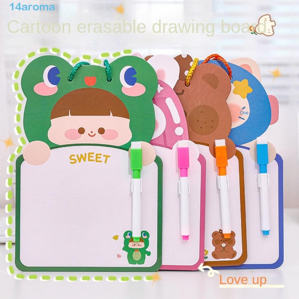 AROMA Cartoon Kids Whiteboard, With Pen Two-sided Cartoon Dry Wipe ...