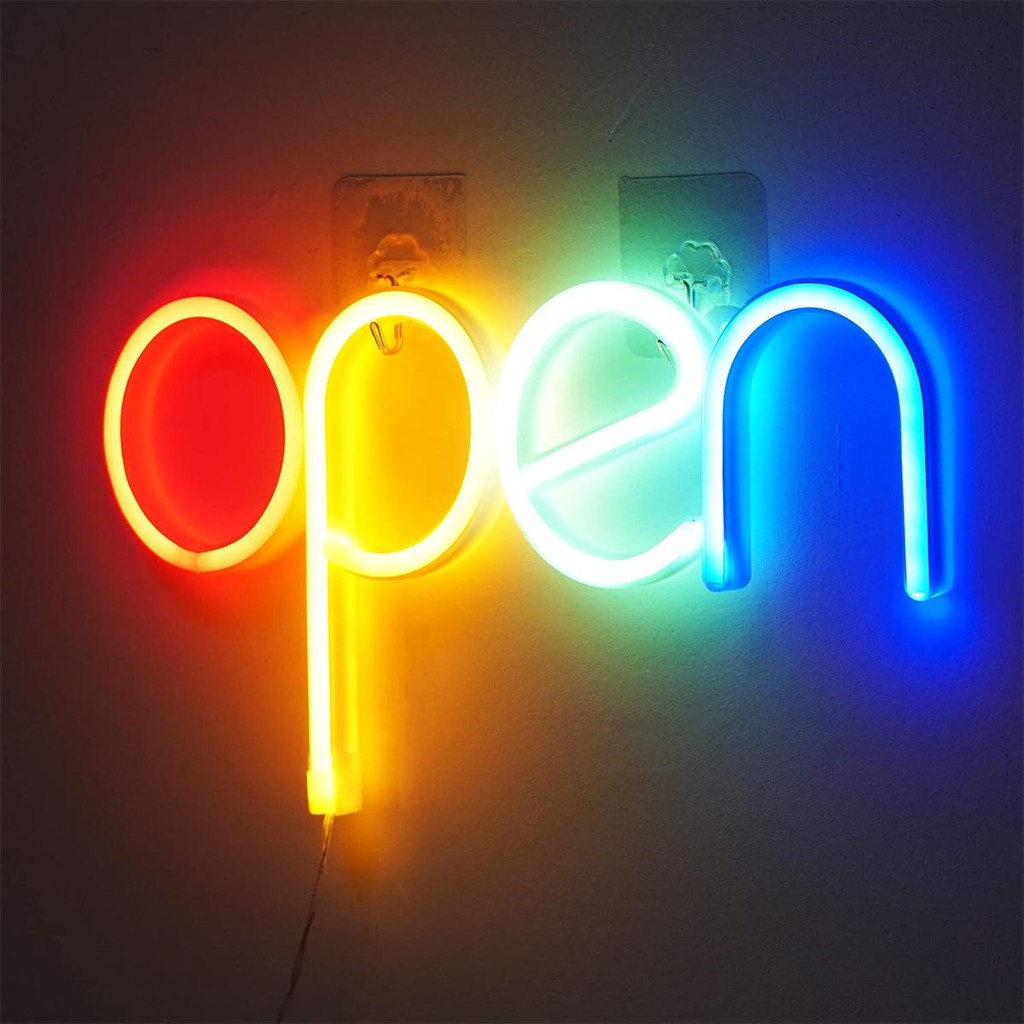 Open Neon Sign LED Neon Signs Night Light Ultra Bright Colorful Lighted ...